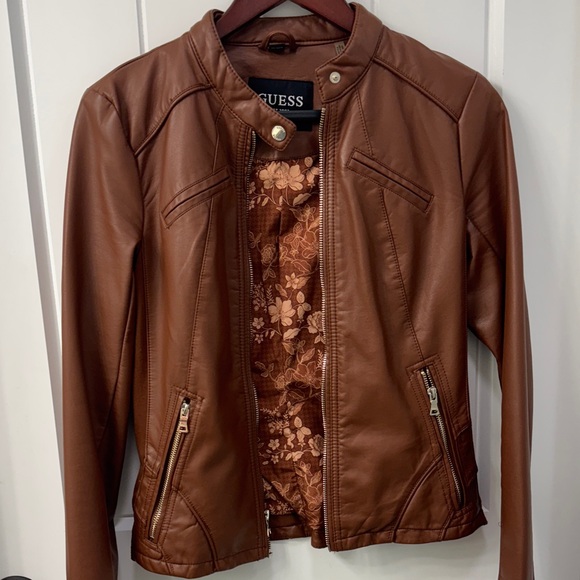Guess Women's Tan Leather Jacket - Picture 1 of 7